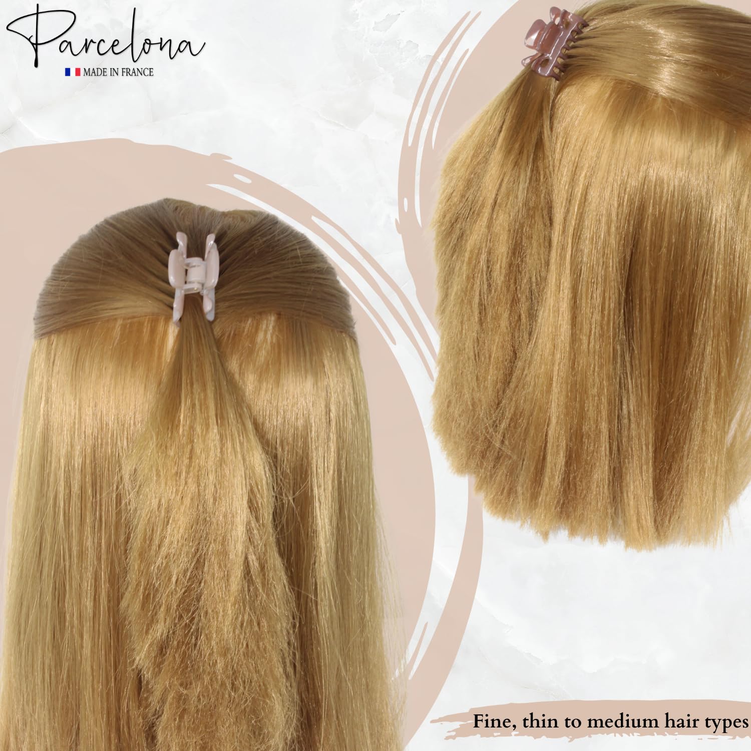 Parcelona French Classic Small Celluloid Hair Claws for Women and Girls (4 Pcs)