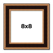 8x8 Frame Gold Brown Plein Air Vintage Solid Wood Picture Frame | 1.75 Inches Moulding Width |