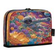 thumbnail image 2 of Standing Pencil Case with Base Large Capacity Stationery Pouch Pen Bag with Zipper for Women Men Colorful Flowers and Planets, 2 of 7