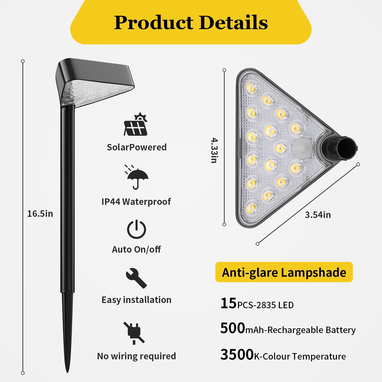 BLITZWILL Solar Pathway Lights Outdoor, 8 Pack Solar Landscape Path Lights,Bright Auto On/Off IP44 Waterproof,for Yard Patio Walkway Driveway Pathway,Warm White