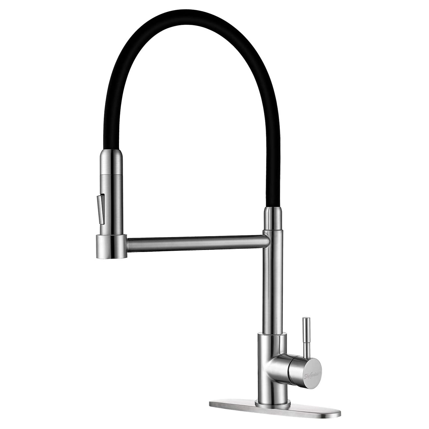 SkyGenius Single Handle Kitchen Faucet with Sprayer 360 Degree Pull Out