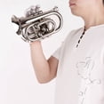 thumbnail image 3 of Mini Size Bb Trumpet, Lightweight Brass Pocket Trumpet with Carrying Case for Students, Beginners or Wind Instrument Lovers, Easy to Hold By One Hand, Smooth Action Valves, 3 of 7