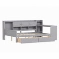 thumbnail image 5 of Full Size wooden storage bed frame with L-shape, study desk & bookshelf, gray for bedroom & guest room., 5 of 25