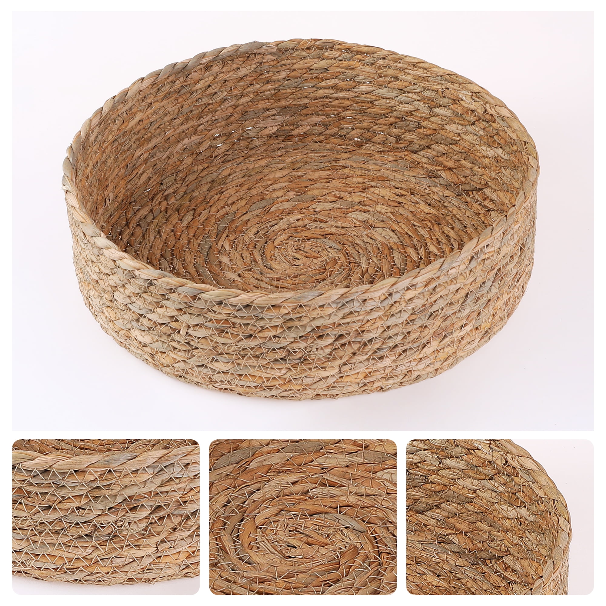 Unique Bargains 3 Packs Wicker Storage Basket Self-Supporting Storage Cube Brown