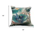 thumbnail image 5 of 18" x 18" Turquoise Bird Blown Seam Floral Indoor Outdoor Throw Pillow, 5 of 5