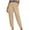 Khaki, variant on Charella Womens Linen Cropped Pants Straight Leg Elastic Waist Trousers with Large Pockets Plus Size S-5xl (XL, Navy)