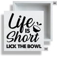 thumbnail image 4 of Zomyto 7x7 Inch Farmhouse Life Is Short Lick the Bowl Wooden Box Sign Bathroom Wood Block Tabletop Sign Decorative Desk Sign Kitchen Bathroom Décor, 4 of 8