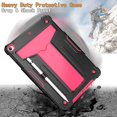 thumbnail image 3 of Dteck Case for Apple iPad 9th Generation 10.2-inch (2021),Shockproof Rubber Armor 3-Layer Protection Case Hybrid Hard Kicstand Cover for iPad 10.2" 9th/8th/7th Gen,Black+Rose, 3 of 4