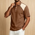 thumbnail image 6 of Fabrcox Men's Polo Shirts Short Sleeve Collared Henley Linen Shirt for Men Breathable Relaxed Fit Color Block Vacation Workout Golf Shirts for Men L, 6 of 7