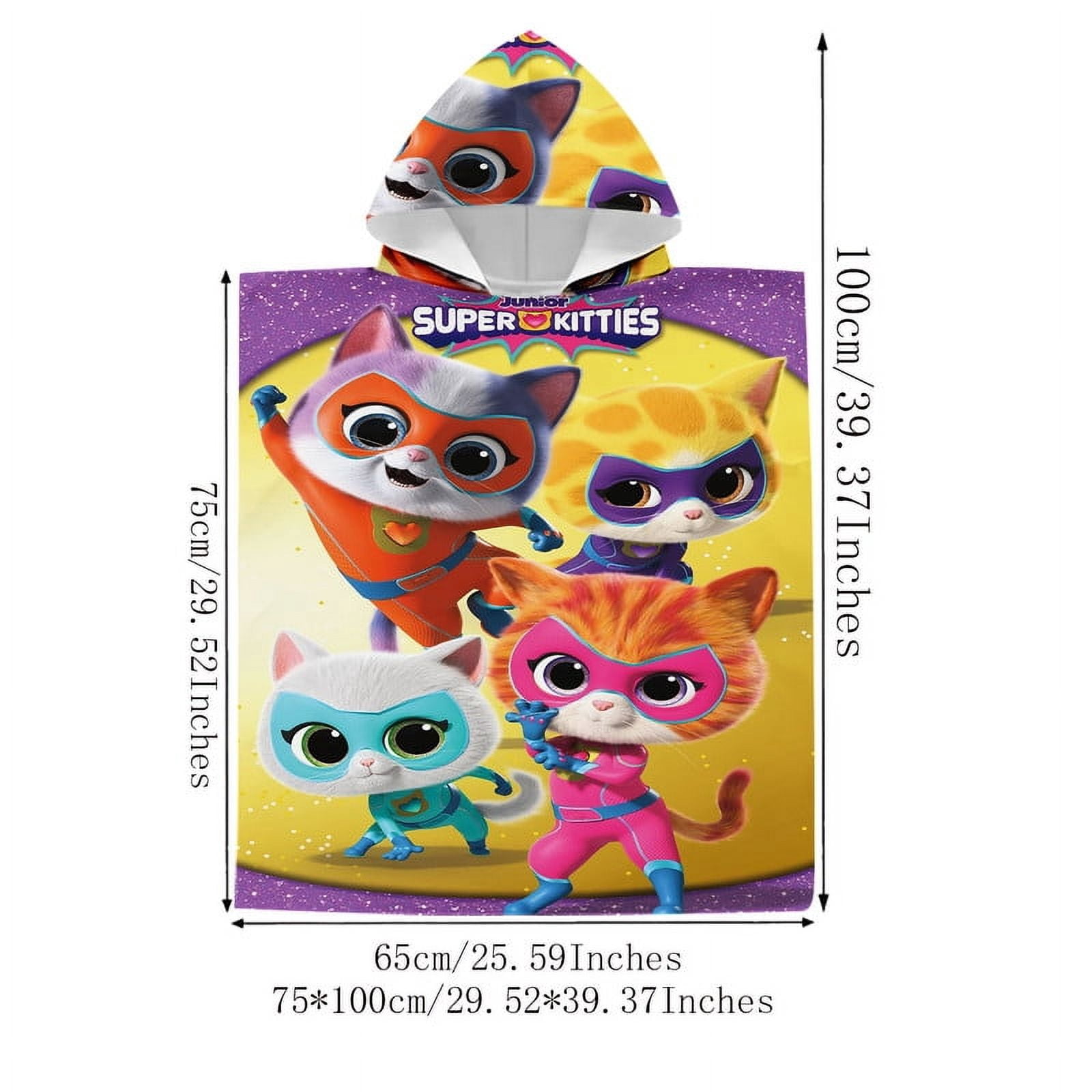 Super Kitties Hooded Poncho Towels, Soft & Absorbent Microfiber Beach Towel, Swimming Pool Changing Robe Bathrobe Bath Towel