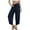 Navy, variant on Wensltd Women Solid Color Baggy Wide Leg Pants Casual Elastic Waist Pocket Pants