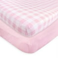 thumbnail image 2 of Touched by Nature Baby Girl Organic Cotton Crib Sheet, Plaid Solid Light Pink, One Size, 2 of 2
