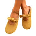 thumbnail image 4 of Women’s Mules Toe Suede Upper Double Bow Mary Jane Slip On Backless Ballet Mule Shoes Hidden Heel Round Toe Dress Flats for Spring Office Casual Daily Wear Business Travel Outfits, 4 of 5
