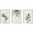 thumbnail image 4 of 3pcs Art Deco Green Plant Leaf Canvas Wall Art Prints, Frameless Modern Rustic Posters for Living Room Bedroom Classroom, Summer Season Indoor Wall Hanging Decor, 4 of 4