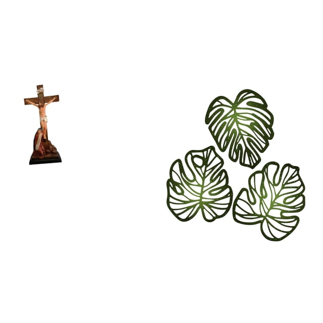 Escultura de Jesús con hojas de palma sagradas, adorno religioso católico, estatua de María, arte de pared creativo de madera, decoración se
