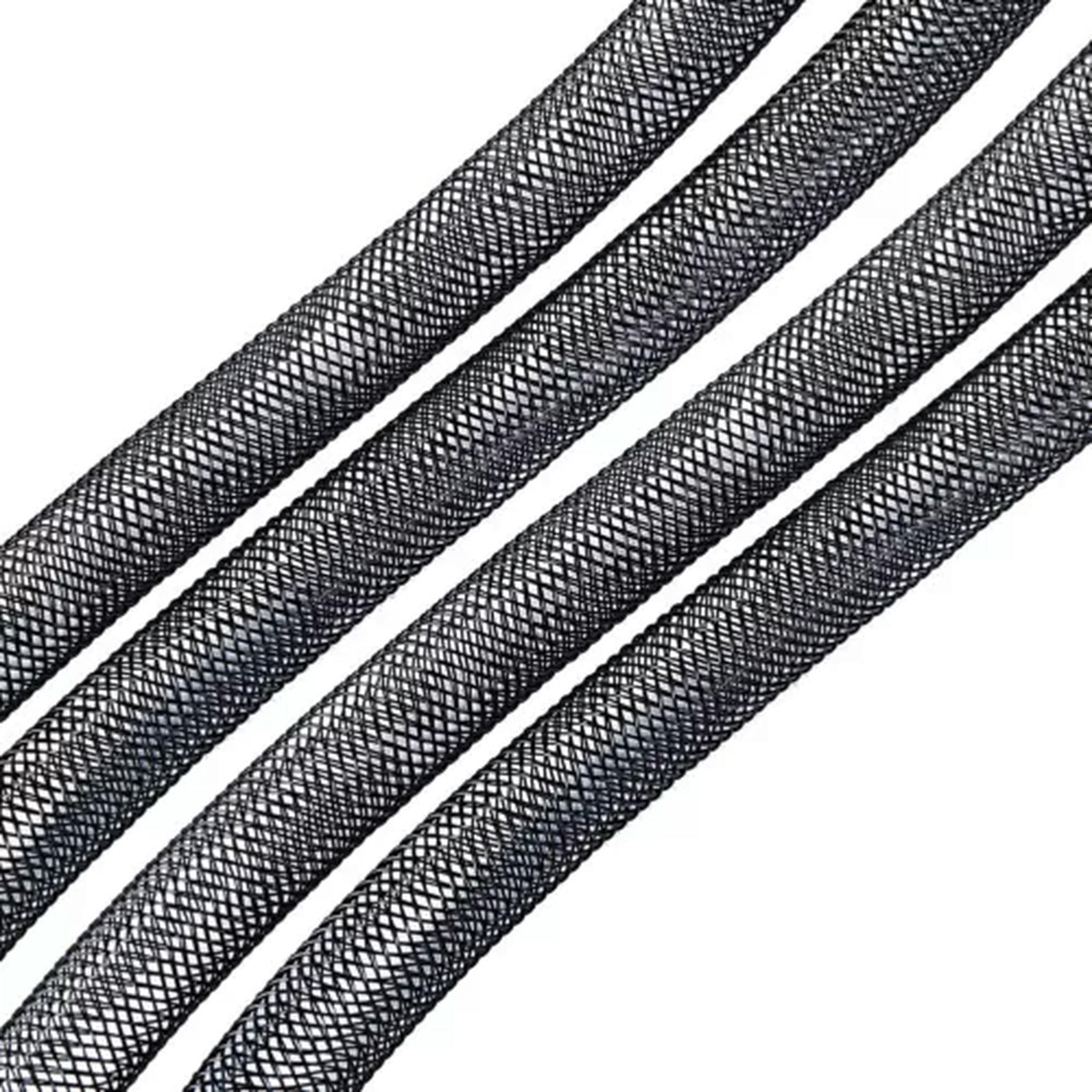 U8MO Black Mesh Tubing Cords Flexible Tube Party Ribbon Net Threads Wreath 4~20mm DIA-10mm, 150yards