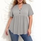 thumbnail image 2 of Plus Tops para Mujeres Tamaño Plus Moda Color Sólido Casual Botón-Up Top con Cuello en V Y Manga 3/4 Mujeres Tamaño Plus Tops de Verano, 2 of 8