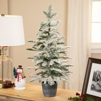 Northlight Flocked Pine Potted Artificial Christmas Tree - 28" - Unlit