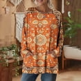 thumbnail image 2 of Craaazy Chemises Thermiques pour Femmes Col Rond Imprimés Rétro Manches Longues Vêtements Amples avec Poches Cadeaux, 2 of 7
