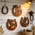 thumbnail image 7 of Yunuuuoa 2 Packs Wooden Horseshoe Shaped Openwork Hanging Ornament for Wall Door Window Decor Rustic Farmhouse Western Home Party Wedding Celebration Decorative Hanging Sign, 7 of 7