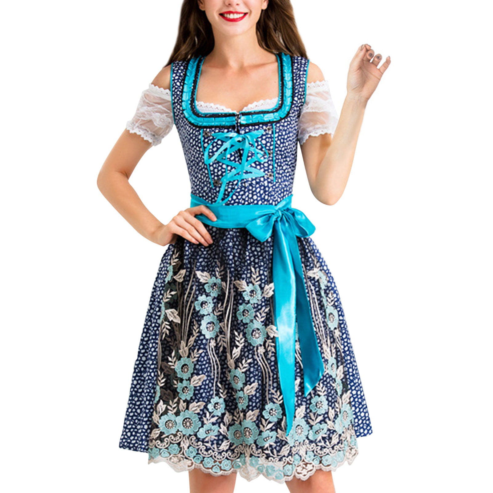 Tostmann Dirndl turquoise-black classic style Fashion Traditional Dresses Dirndl 