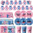 thumbnail image 2 of Decoraciones de cumpleaños de Disney Stitch Globos de aluminio de Lilo y Stitch Vajilla desechable Fondo Plato Servilleta Suministros para fiestas infantiles, 2 of 5