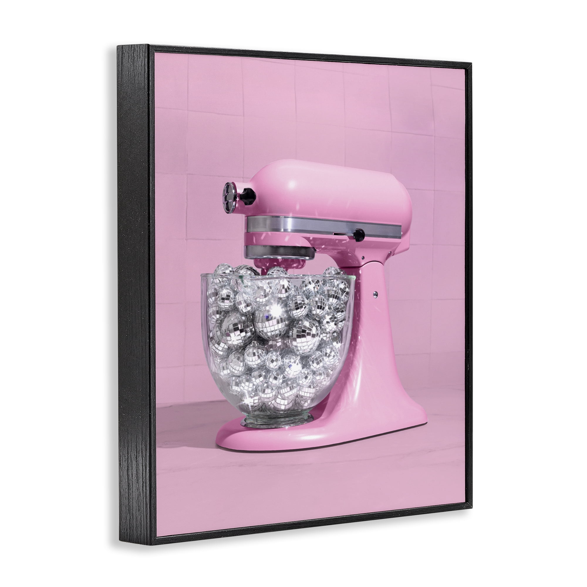 Stupell Industries Disco Kitchen Mixer over Pink Black Framed Giclee Art, design by LISH Creative