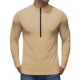 thumbnail image 2 of Men's Long Sleeve Sun Shirts UPF 50+ Stand Collar 1/4 Zip Up Fishing Running Rash Guard Outdoor Lightweight T-Shirts,Beige,2XL, 2 of 6