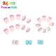 thumbnail image 4 of 24 uñas postizas cortas cuadradas con diseño de arcoíris, con punta francesa y remolinos de colores y brillantes (arcoíris), 4 of 4