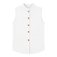 thumbnail image 4 of TGSLY Women's Linen Mandarin Collar Tank Tops Lightweight Soft Crew Neck Sleeveless Button Down Vest Relaxed Fit Dressy Casual Solid Color Shirts with Pocket XL, 4 of 7