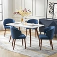 thumbnail image 4 of Dining Chairs Set of 4 Wingback Accent Chair Upholstered Armrest Solid Wood Legs Living Room Kitchen Restaurant Navy, 4 of 8