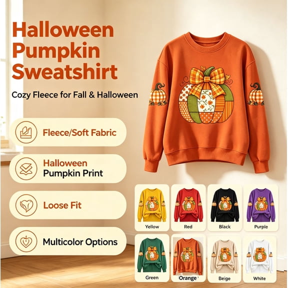 HongQid Crew Neck Sweatshirts Women Graphic Fall Pumpkin Thanksgiving Pullover Tops Oversized Winter Autumn Shirts