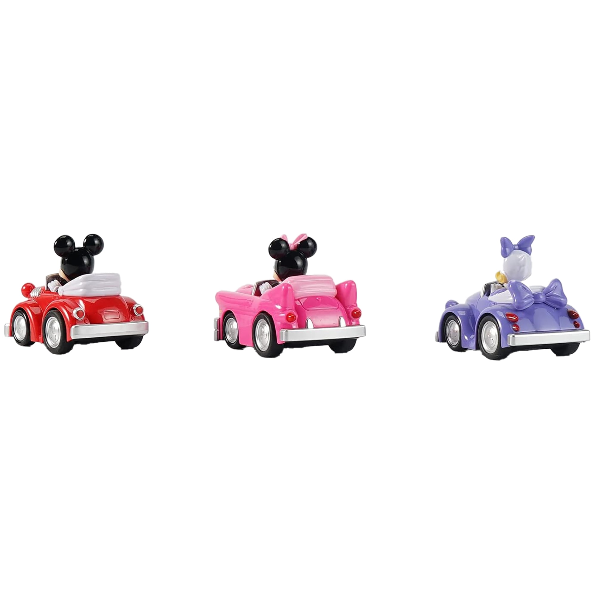 Disney Junior: 3 Pack Pull-Back Toy Vehicles - Mickey, Minnie & Daisy - 3.75" Cars, 3 Characters, Friction Vehicle Toy Playset, Toddlers & Kids Age 3+