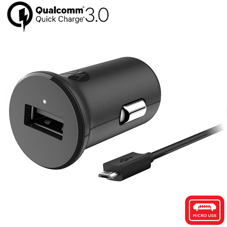 Motorola TurboPower 18 QC3.0 Car Charger with Micro USB Cable- Ultra Compact Turbo Fast Charging for Moto E5 Supra, E5 Plus, G5 Plus, G5S, G6 Forge, G6 Play (Not for G6, G6 Plus)