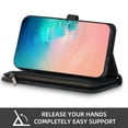 thumbnail image 2 of Asuwish Phone Case for Samsung Galaxy S10e Wallet Cover With Tempered Glass Screen Protector Crossbody Wrist Strap Flip Pattern Zipper Credit Card Holder Stand Cell S 10e 10se Se10 Women Men Black, 2 of 8