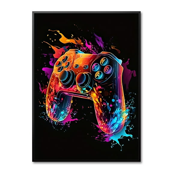 Neon Playing Basketball Canvas Print Poster Fashion Modern X-Box Shooting Wall Painting for Men Boy Bedroom Internet Bar Decor