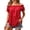 Red, variant on Polka Dot Off Shoulder Top for Women, Ruffle Short Sleeve Blouse with Spaghetti Straps - Loose Fit Summer Tunic Shirt Yellow M