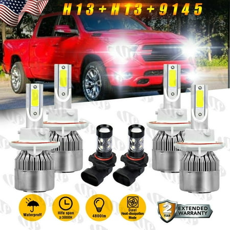 

For Dodge Nitro 2007 2008 2009 -6Pc H13 LED Headlight 9145 Fog Light Bulbs White