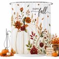 thumbnail image 2 of White Pumpkins Fall Shower Curtains for Bathroom, Thanksgiving Autumn Floral Botanical Waterproof Fabric Shower Curtain, Decorative Bathroom Curtain for Bathtub, 72"x84", No Hooks Included, 2 of 9