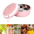 thumbnail image 3 of Brrnoo Stainless Steel Thermal Lunch Box Stackable Insulated Box Round Sealed Food Containers Pink, 3 of 10