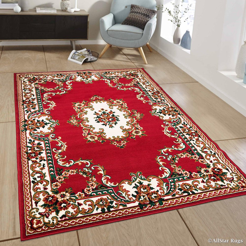 Allstar Red Woven High Quality Rug. Traditional. Persian. Flower
