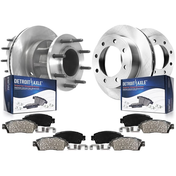 Detroit Axle - DRW Brake Kit for 2013-2022 Ford F-350 Super Duty [RWD], Disc Brake Rotors Ceramic Brakes Pads 2014 2015 2016 2017 2018 2019 2020 2021 Replacement : 14.29" inch Front and Rear Rotors
