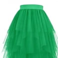 thumbnail image 4 of DAETIROS Kids Girl's Green Tutu Skirt, Asymmetrical Layered Tulle Skirt for Party, Dance & Dress Up | Princess Elastic Waist Skirt | Ages 4-12,Size 4-5T, 4 of 6