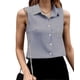 thumbnail image 1 of Camisas Sin Mangas con Botones para Mujer, Blusas Informales de Negocios con Cuello en V y Cuello Halter. Azul XXL, 1 of 7