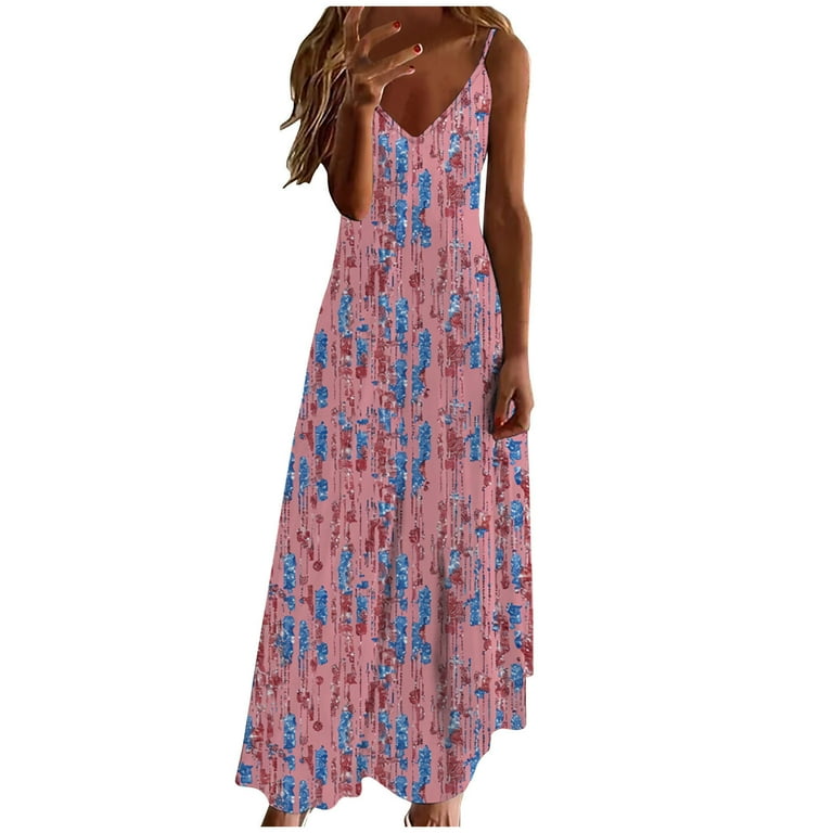 Cagogo Homecoming Dresses for Women Summer Spring Casual 2025 V Neck Sleeveless Spaghetti Strap Floral Swing Flowy Maxi Long Cami Dresses Going Out Cagogo Homecoming Dresses for Women Summer Spring Casual 2025 V Neck Sleeveless Spaghetti Strap Floral Swing Flowy Maxi Long Cami Dresses Going Out