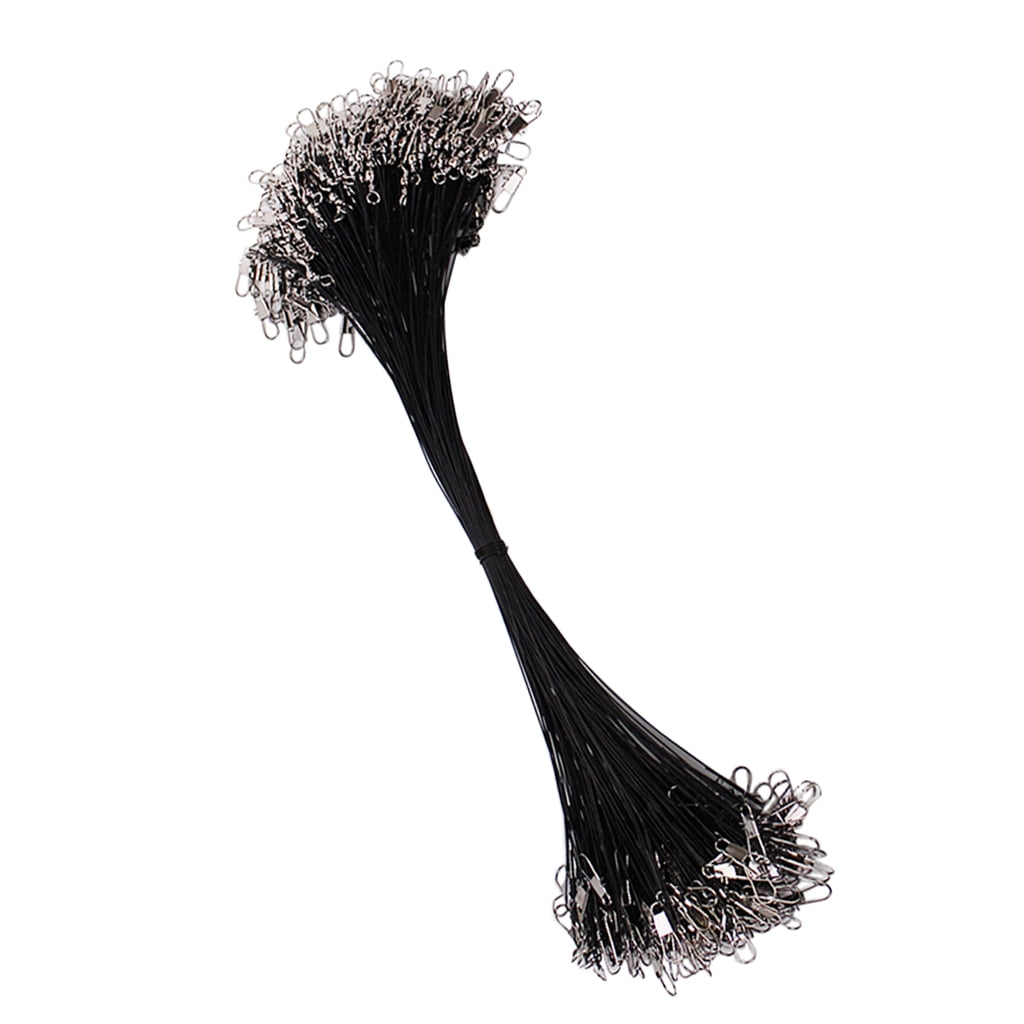 Nishiyuenyi 200Pcs 30cm Anti-Bite Fishing Wire Leader Steel Leaders Lines with Swivels