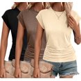 thumbnail image 1 of Camisas de manga corta Zeagoo Ruched talla grande para mujer x3, 1 of 6
