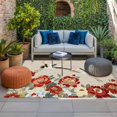 thumbnail image 2 of Farmhouse Flowers Outdoor Rug for Patio/Deck/Porch, Non-Slip Large Area Rug 3 x 5 Ft, Japanese Style Peony Floral White Bird Indoor Outdoor Rugs Washable Area Rugs, Camping Rug Carpet Runner, 2 of 8