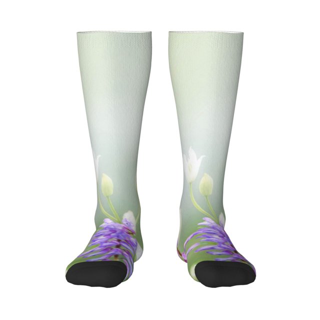 Fotbe Purple Butterfly On Wild Calcetas Divertidas Estampadas para Hombre y Mujer, Calcetas de Algodón hasta la Rodilla para Caminar, Correr, Enfermería y Embarazo