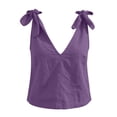 thumbnail image 4 of ZVNAΖH Women's V-Neck Tie Shoulder Tank Top, Linen Sleeveless Cami for Summer Casual, M-3XL, 4 of 5